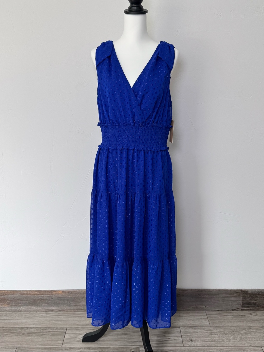 Halogen NWT Goddess Blue Faux Wrap V-Neck Sleeveless Maxi Dress Size XL